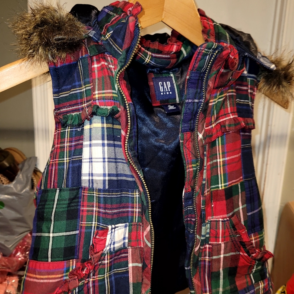 Girls, Gap patchwork, hooded vest